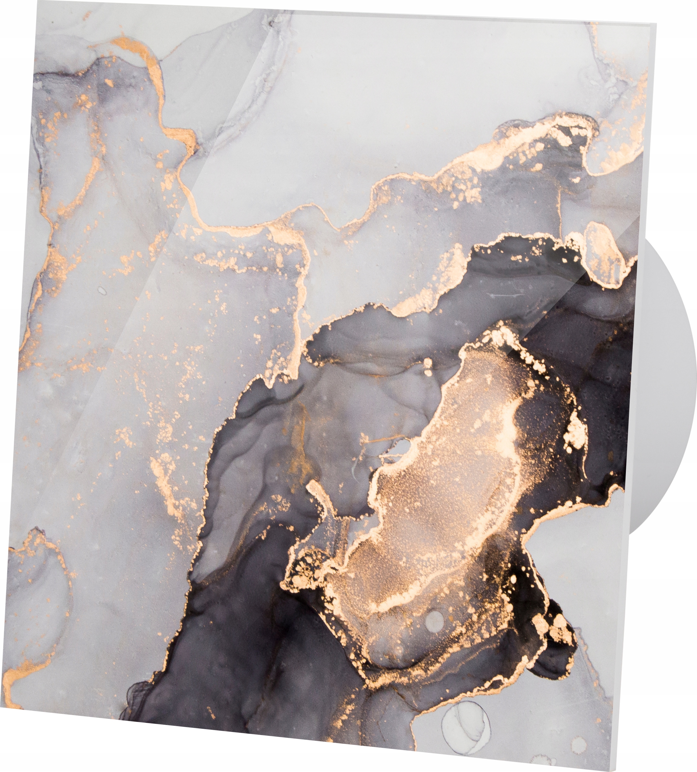 Koupelnový ventilátor dRim Ø 100 Ps, tažný vypínač, mramorový panel, zlatý