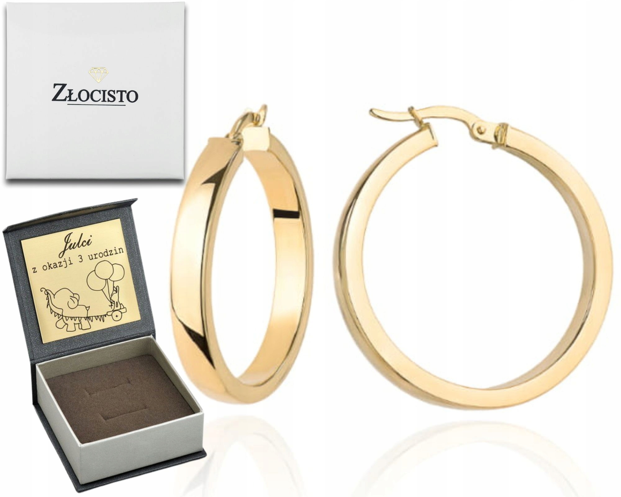 Zlaté Náušnice S Širokými Kolečky Na Anglickém Zapínání 2,5 CM 25 MM Ryzost 585