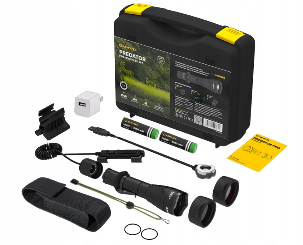 Armytek Predator Pro Magnet Extended Set White, zestaw myśliwski, 1500 lm