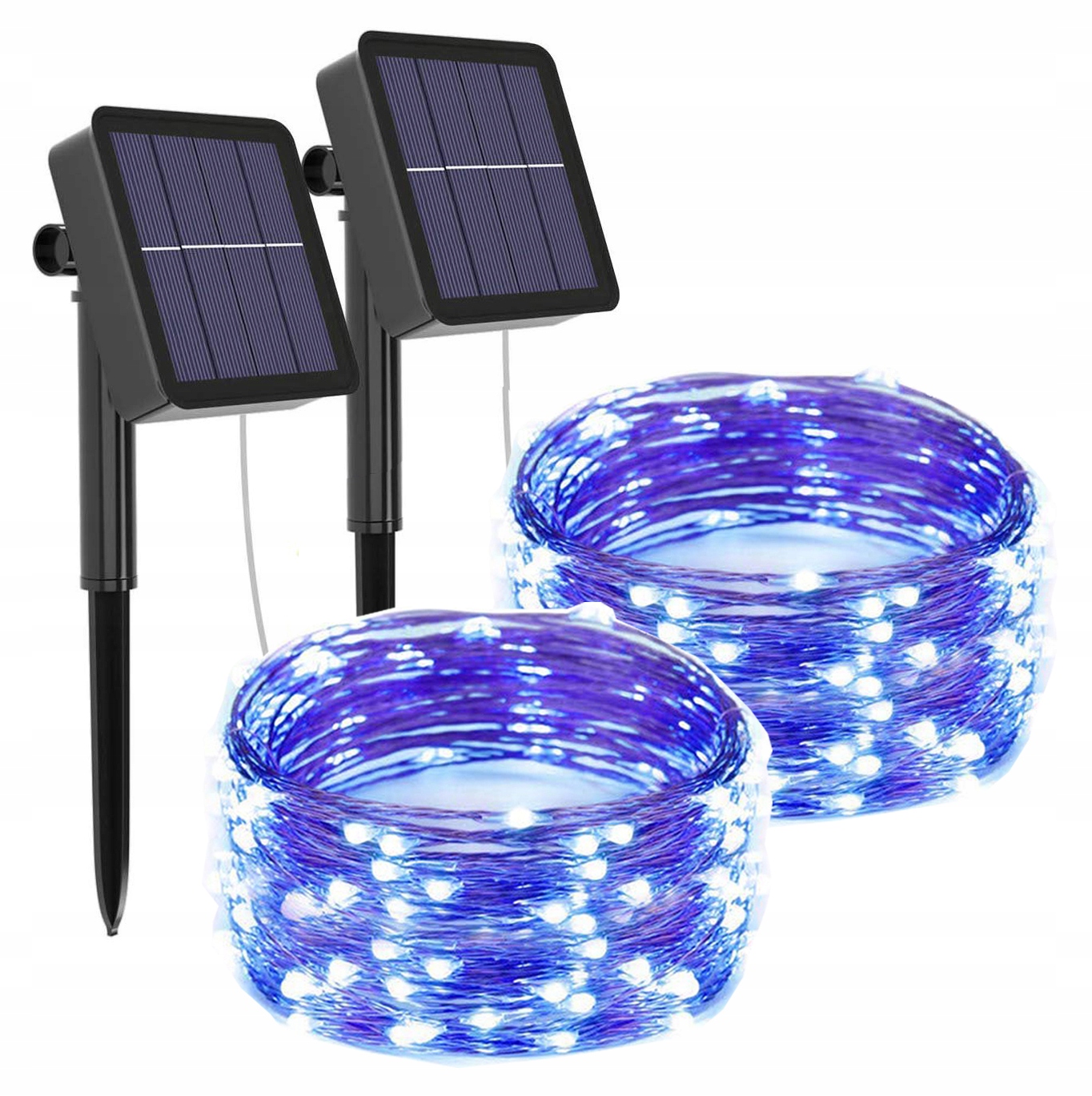 

2 Szt 50 Led Lampki Solarne Ogrodowe Żarówka Lampa