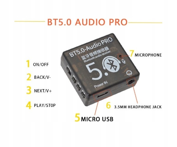 Moduł Bluetooth 5.0 Audio Pro MicroUSB Box Kit