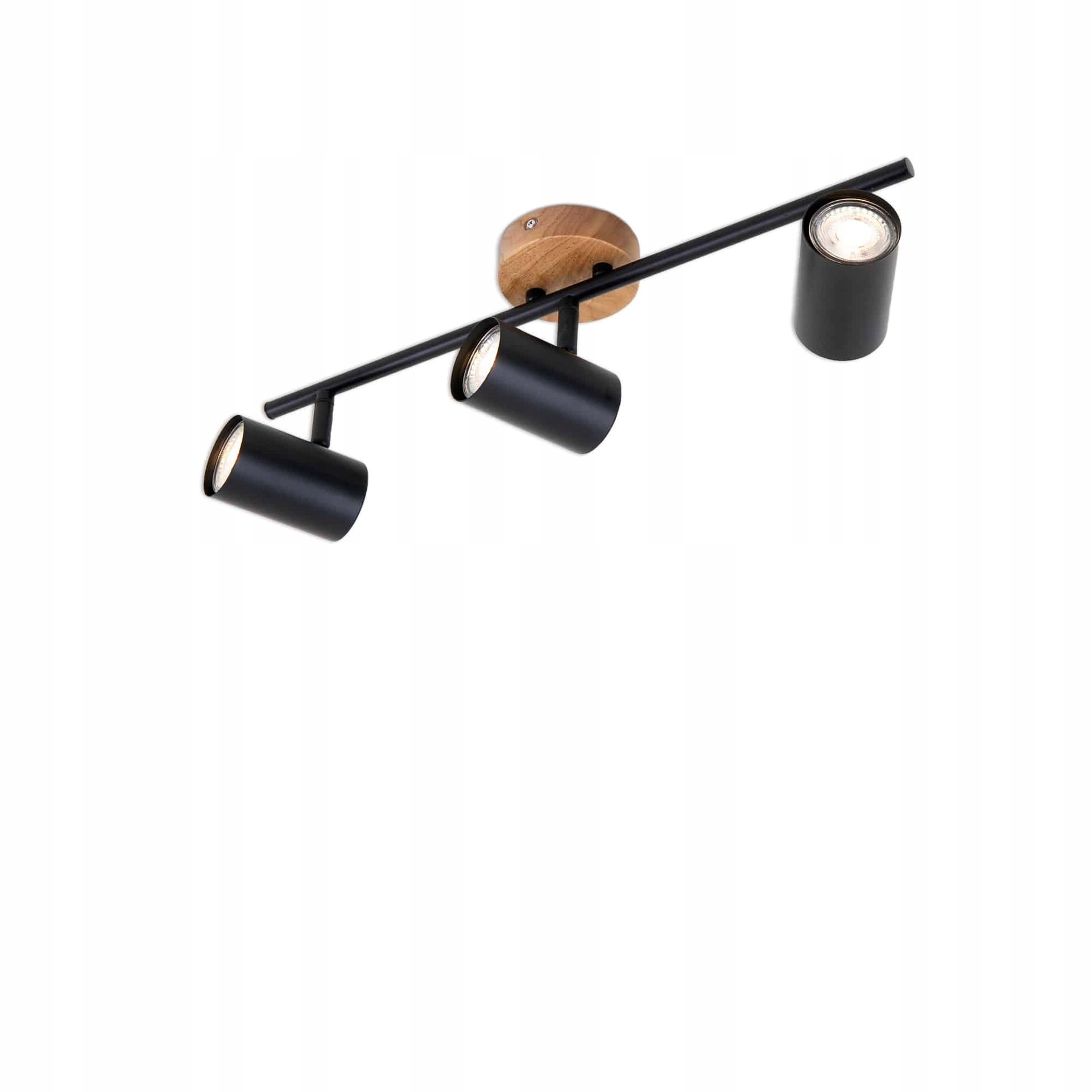 Bodové stropné svietidlo Briloner 3xGU10 čierne/drevo 47,3 cm IP20