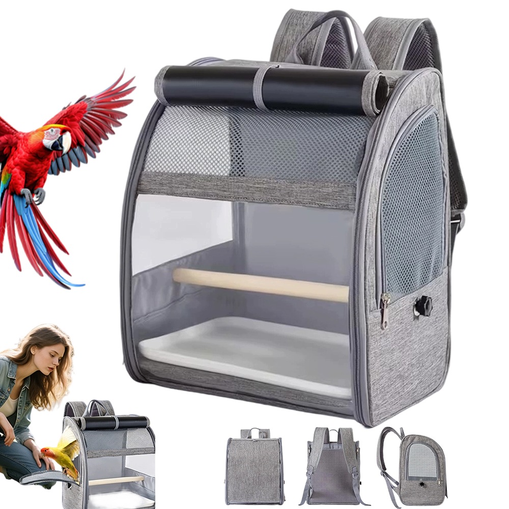 Přepravní taška pro papoušky a plazy v šedé barvě polyester