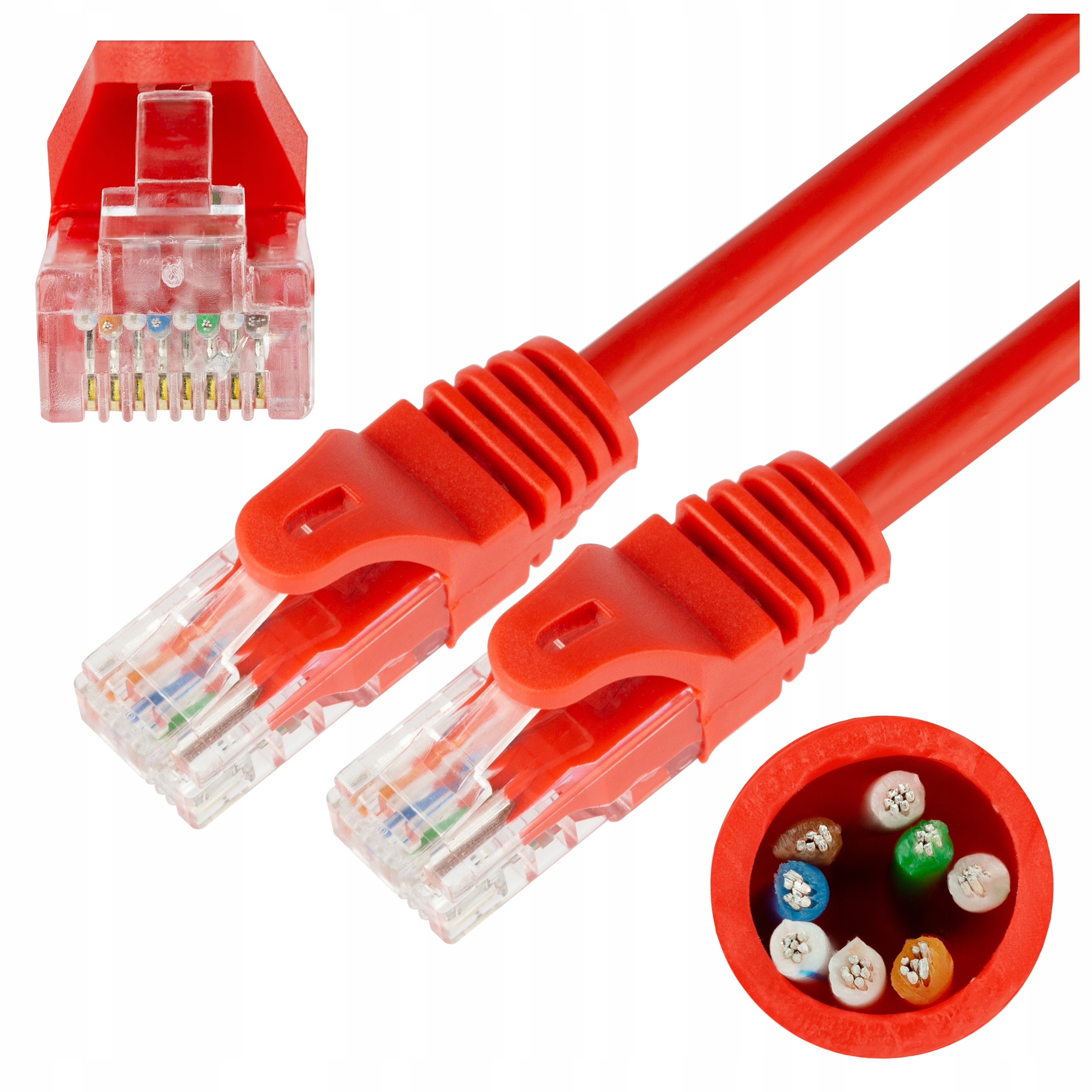 NEKU Kabel Patchcord UTP 5E sieciowy czerwony 0,5m