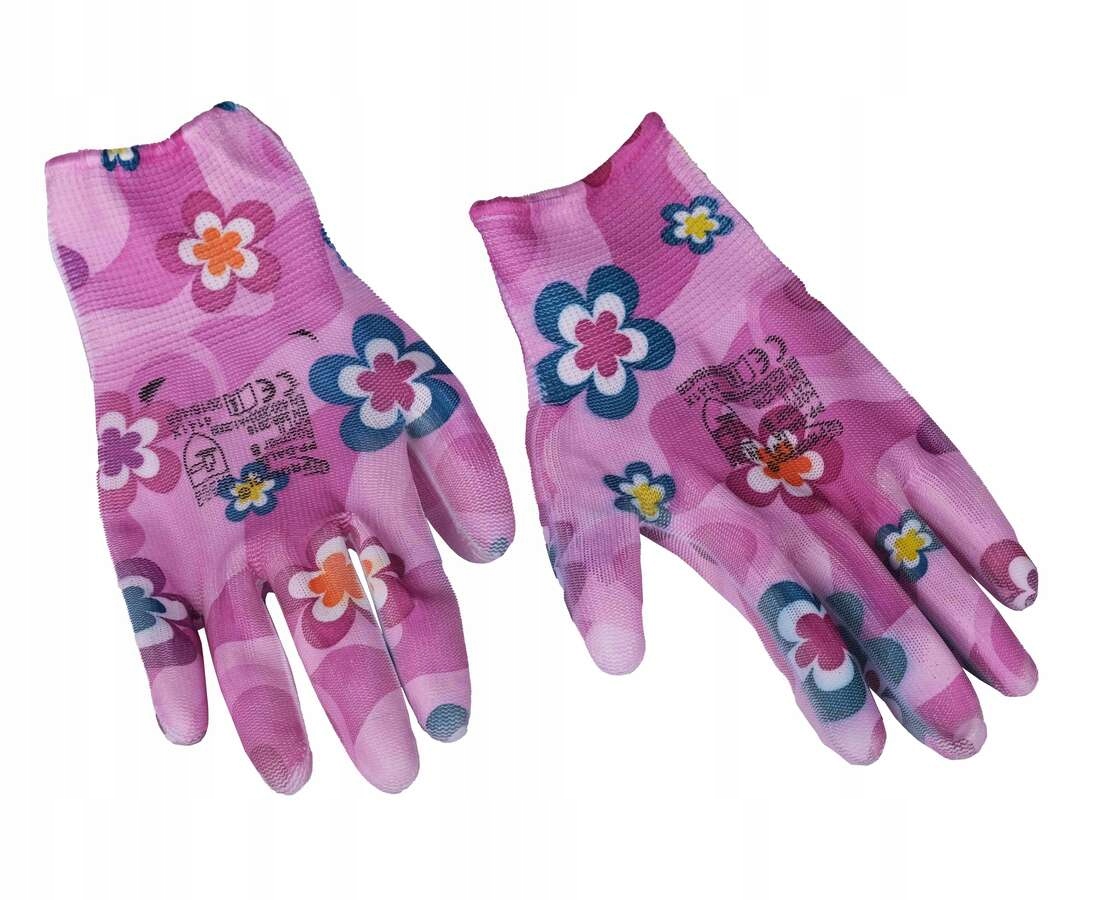 RĘKAWICE ROBOCZE DAMSKIE OGRODOWE POWLEKANE RĘKAWICZKI KOLOROWE KWIATKI 8 M Kod producenta SROD-8