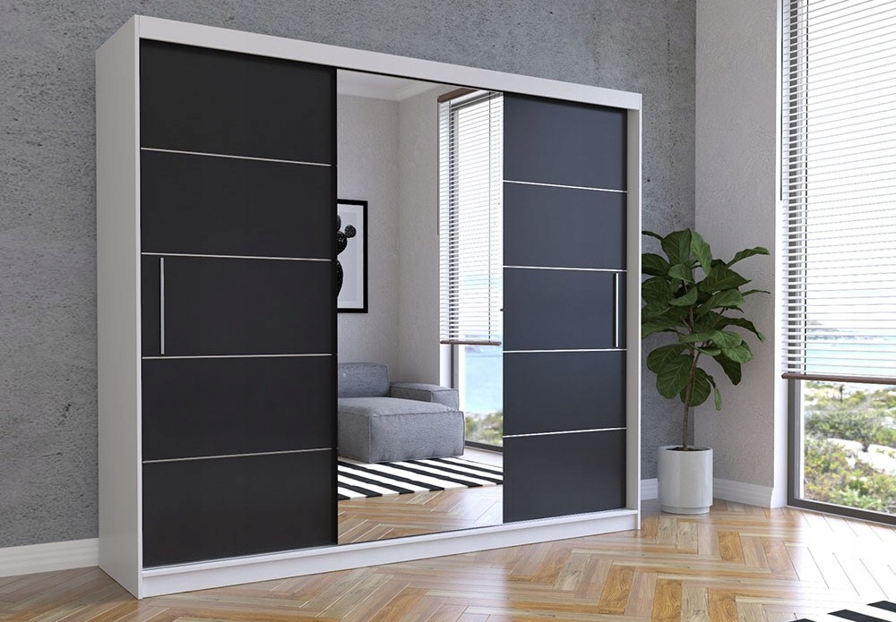 POJEMNA SZAFA PRZESUWNA 3 DRZWIOWA ALBA 250 LUSTRO Marka Idźczak Meble