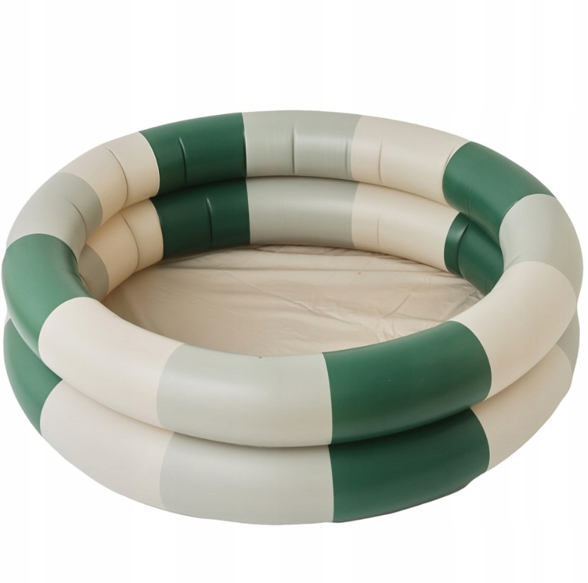 Basen Dla Dzieci Pompowany Ogród Plaża Paski Zieleń Szarość Beż 120 cm XXL