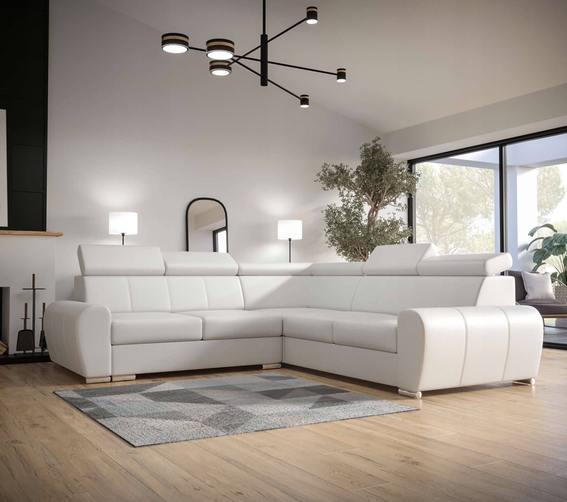 Rohová Sedací Souprava Rozkládací opěrky hlavy KN09 255 O-sofa