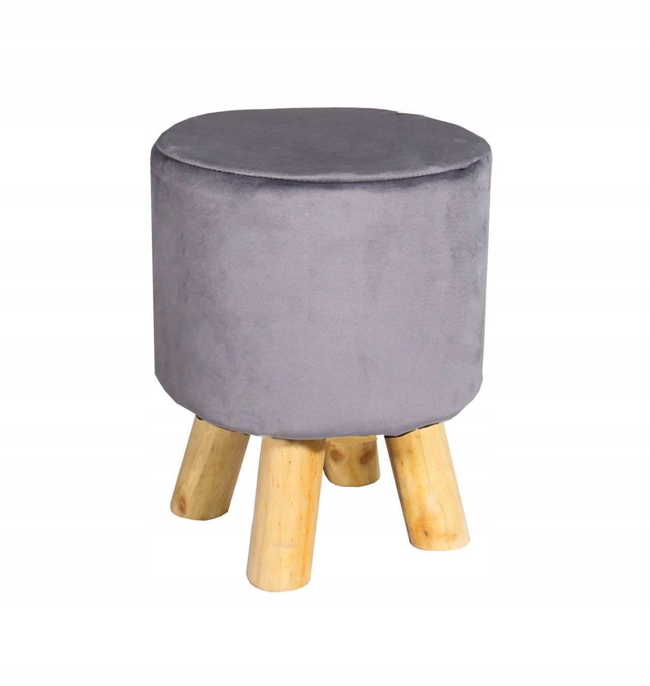 

Pufa mała Velvet szara nogi drewno lite welur