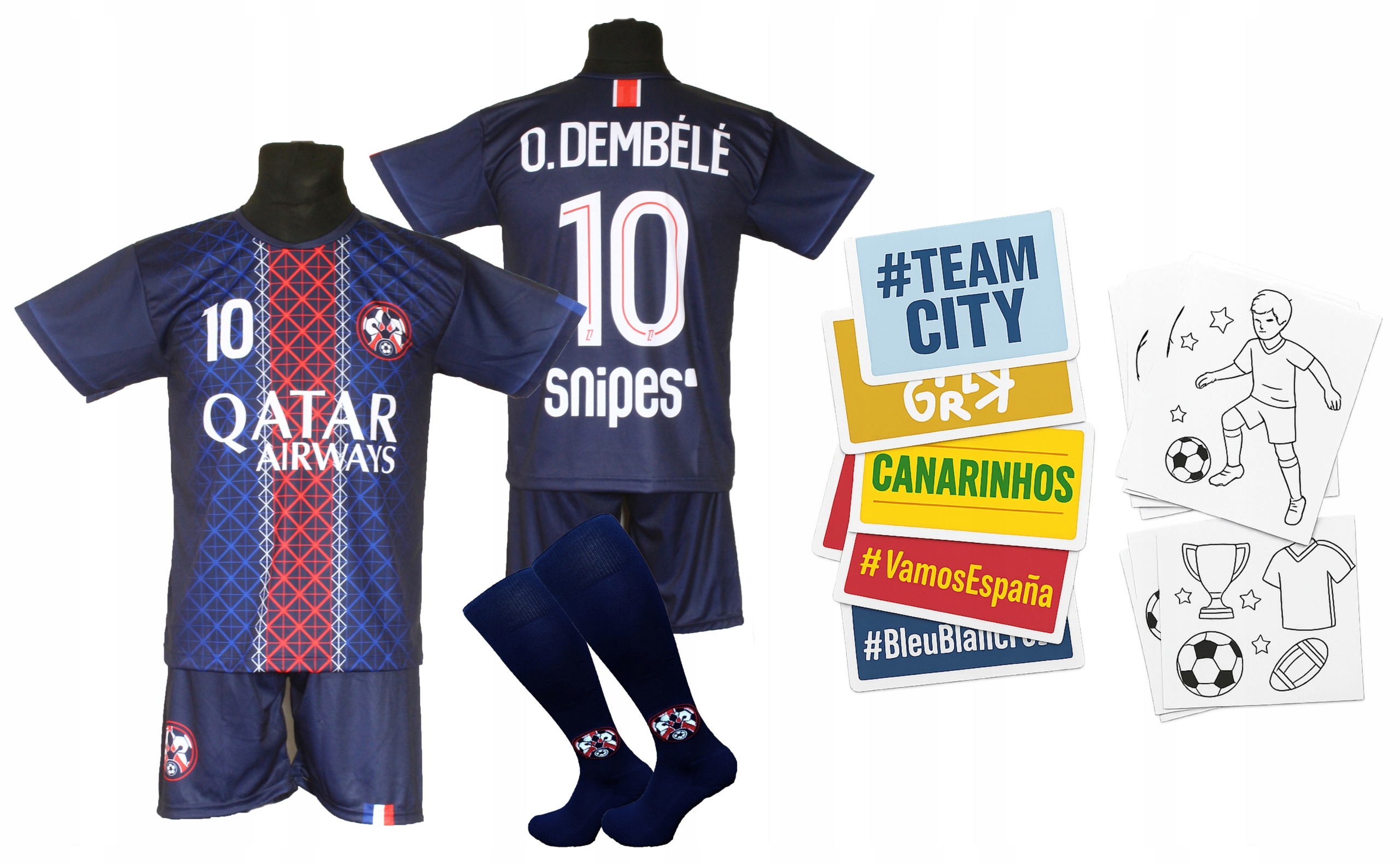 Dětské fotbalové oblečení Dembele nálepka omalovánka vel. 122