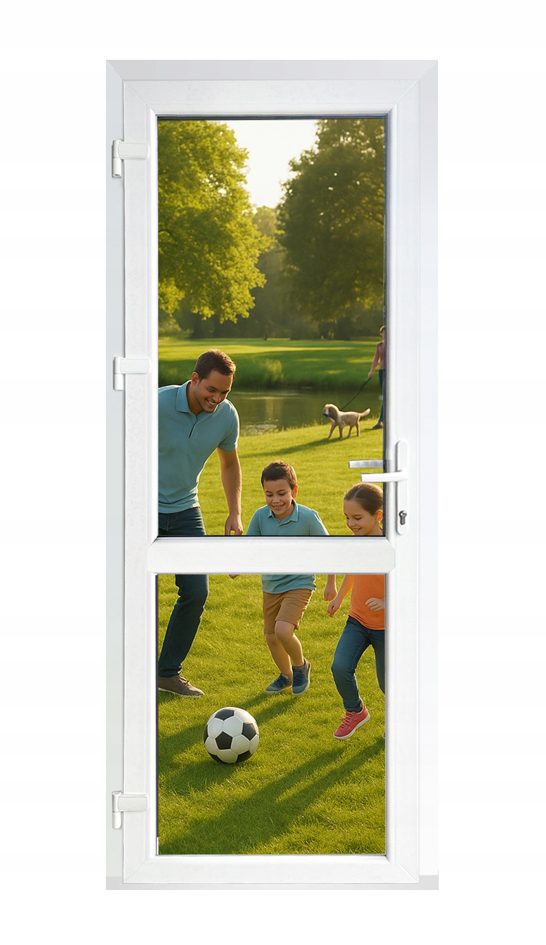 Drzwi zewnętrzne Pcv 800x2000, 80x200 Lewe 3szyby+Argon 76mm, sklepowe Pvc