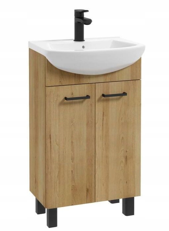 Szafka łazienkowa z umywalką 50cm dąb złoty POLSKA Materiał MDF