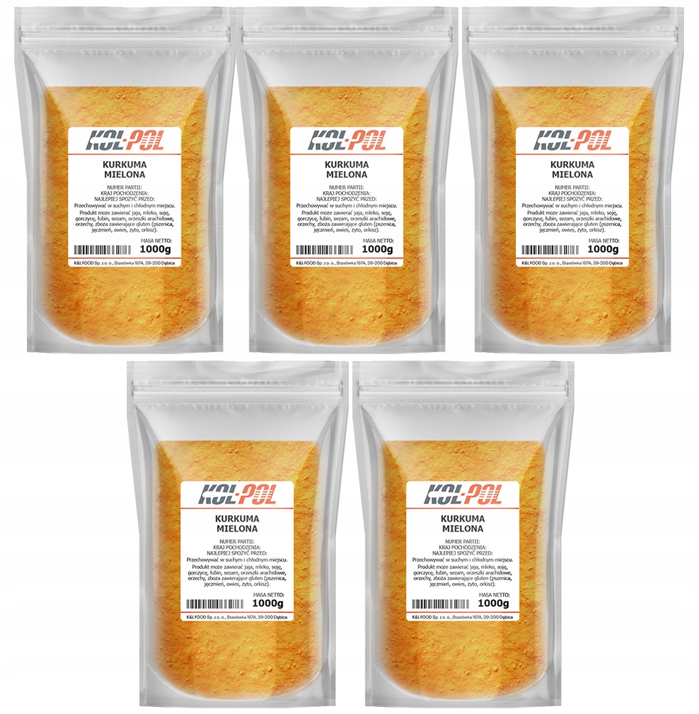 Kurkuma Mielona 5kg Naturalna aromatyczna przyprawa Kol-Pol