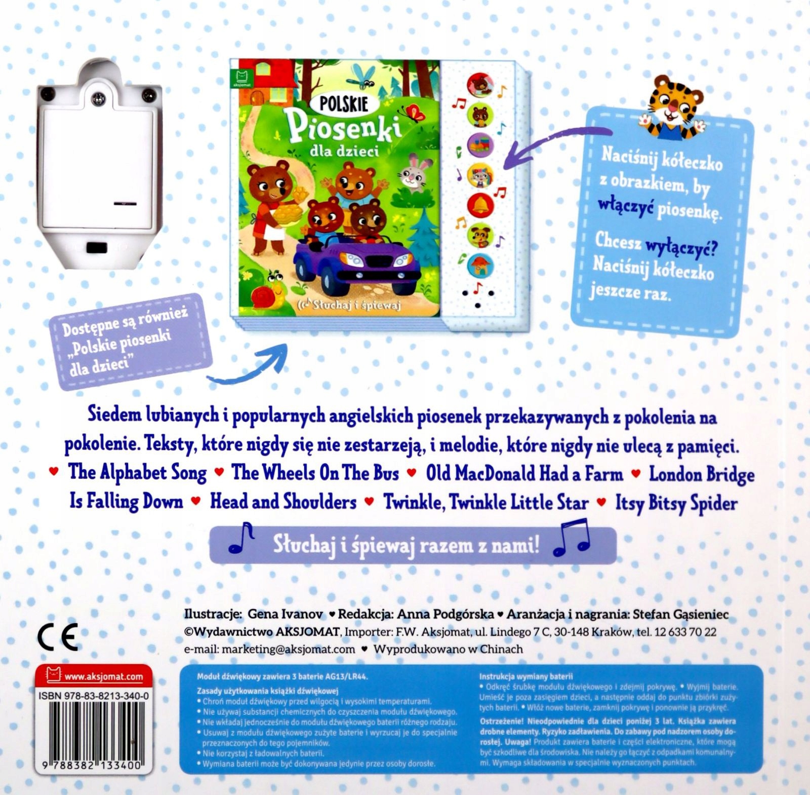 ANGIELSKIE PIOSENKI DLA DZIECI. SŁUCHAJ I ŚPIEWAJ [KSIĄŻKA] Stan opakowania oryginalne