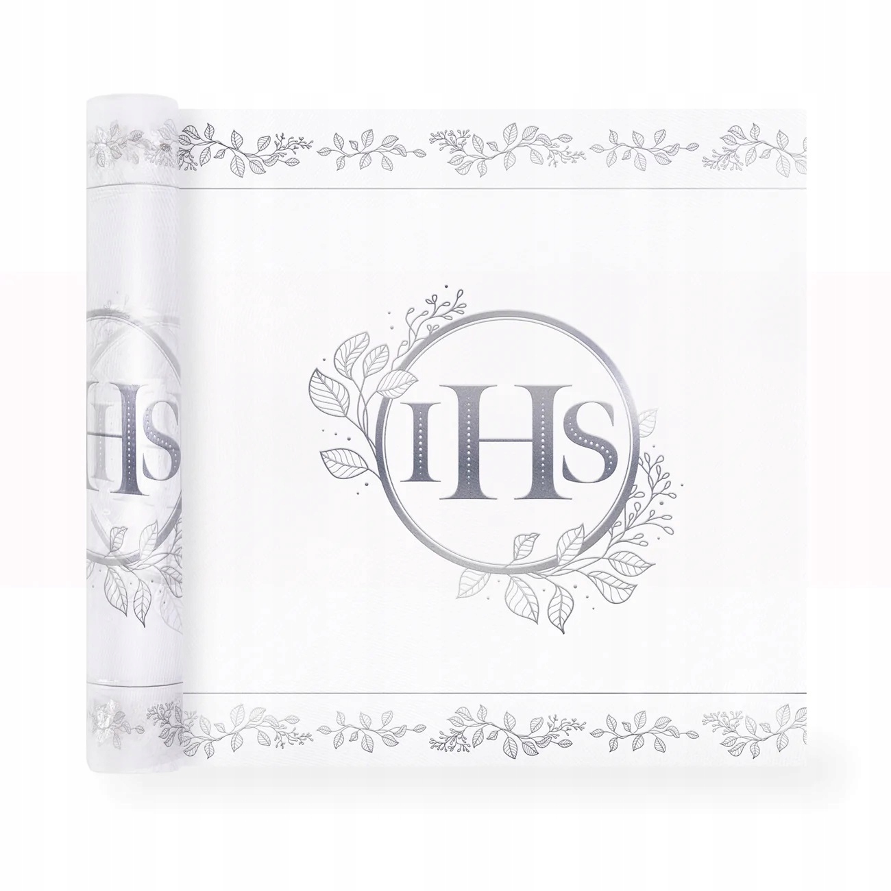 Bieżnik obrus komunijny IHS Eukaliptus srebrny 5m