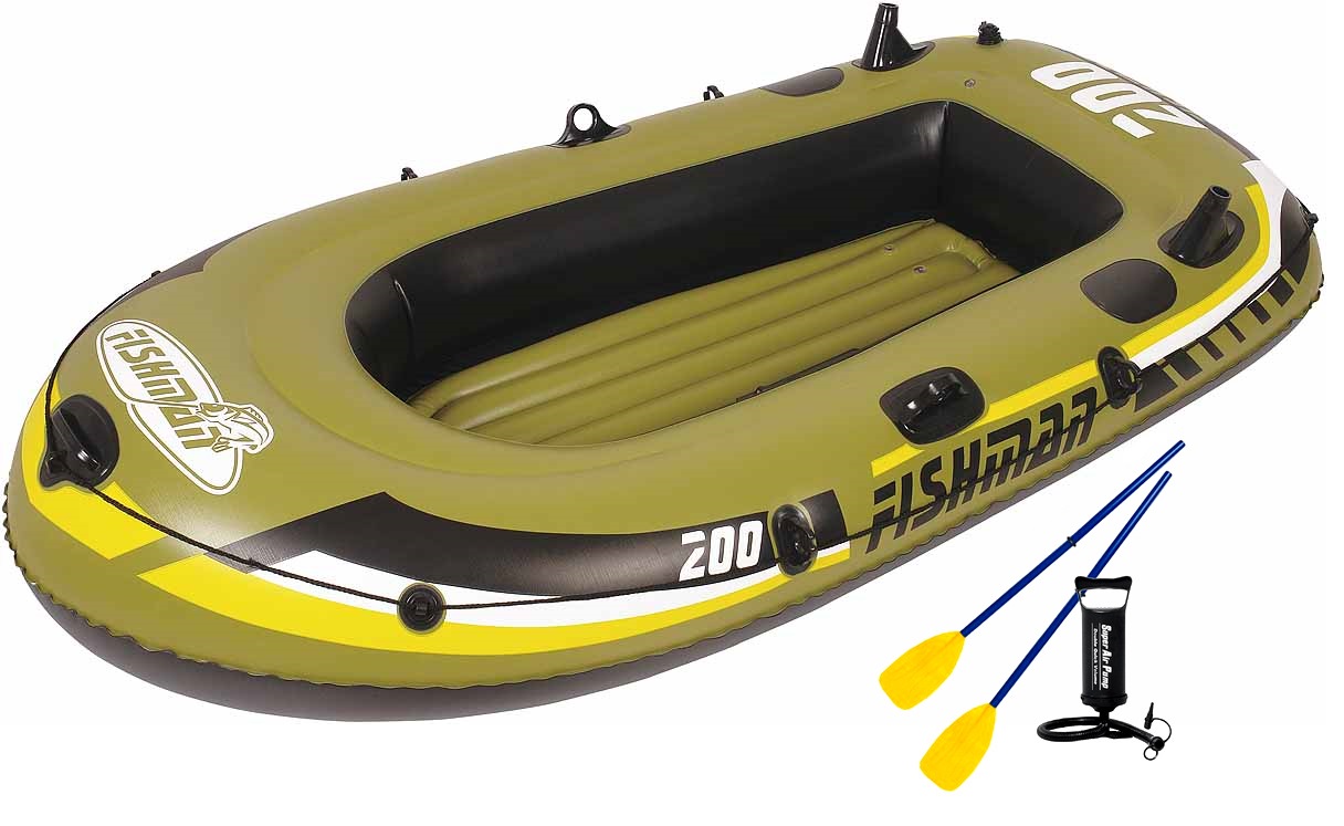 Duży ponton na 2 osoby 190kg + WIOSŁA + POMPKA PVC - zestaw wakacyjny