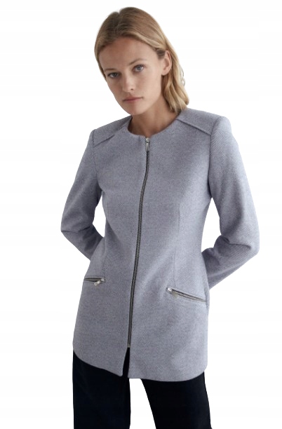 Zara Dámský Klasický Šedý Kabát Rovného Střihu Xs Heq