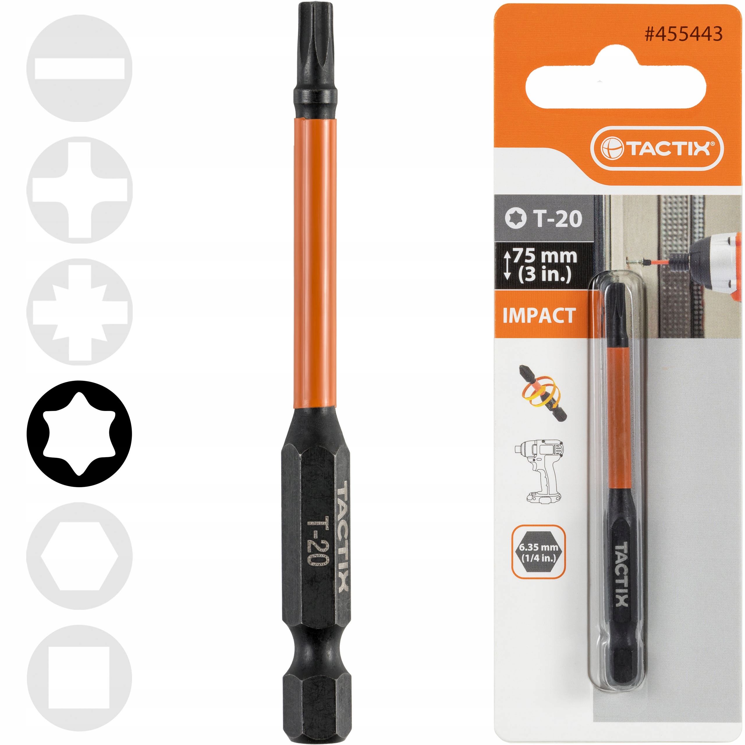 

Bit Udarowy Impact Tactix 75MM końcówka T-20