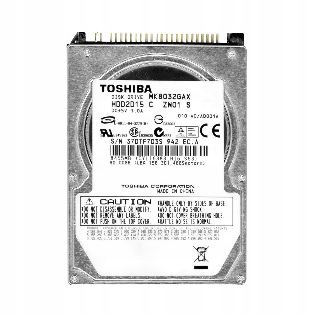 Toshiba 80GB 5.4K 8MB Ata 2.5" Hdd (Pevný disk) MK8032GAX