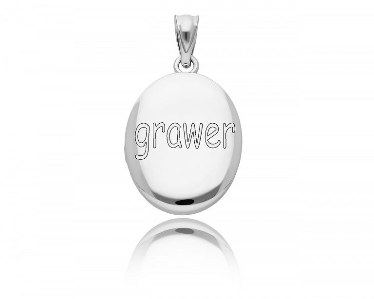 Krabička stříbrná Tajemník na fotografie Gravírování Oválný pr.925 Přívěsek