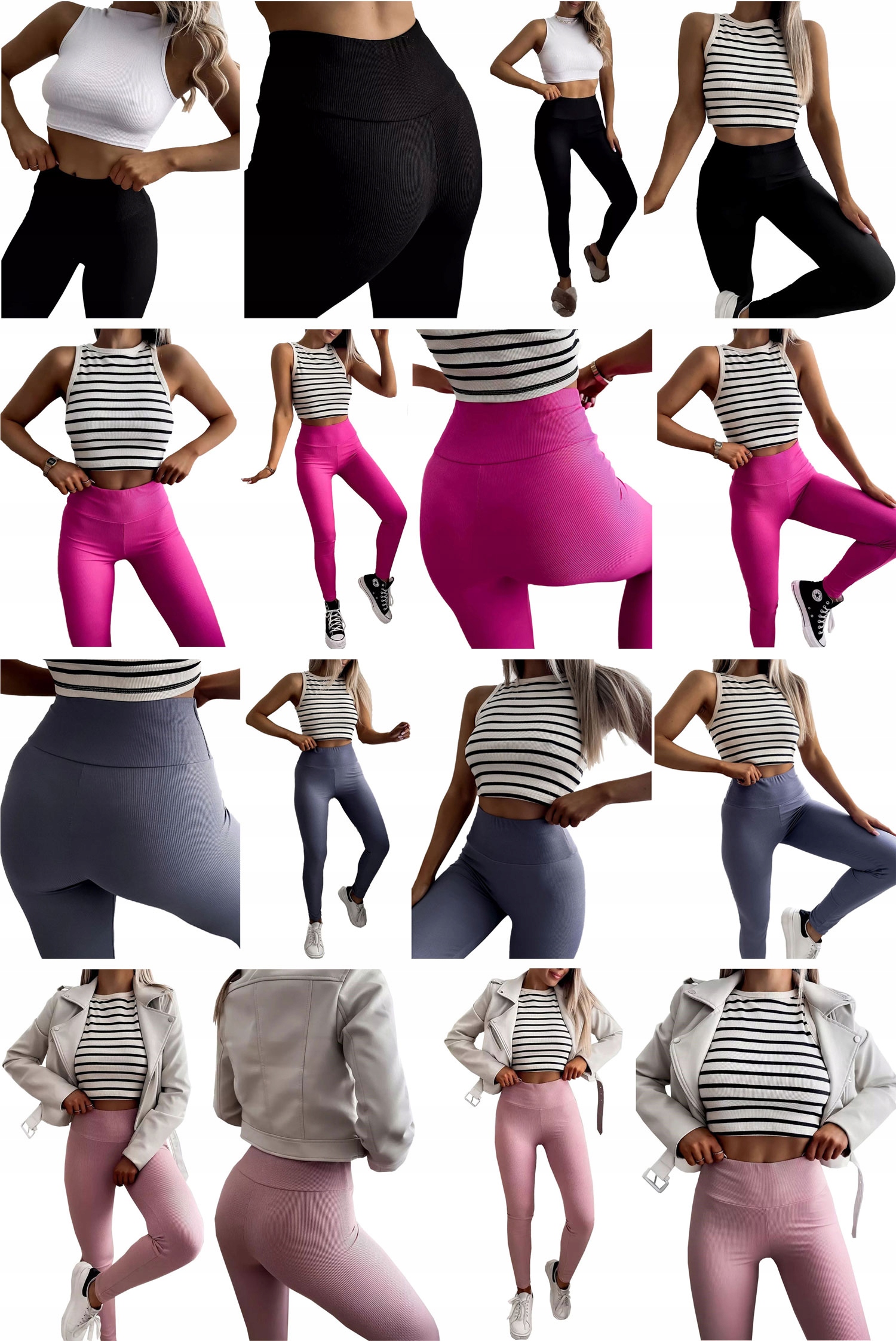 LEGGINSY PRĄŻKOWANE SPODNIE PRĄŻEK GETRY FITNE 5XL Rozmiar 5XL