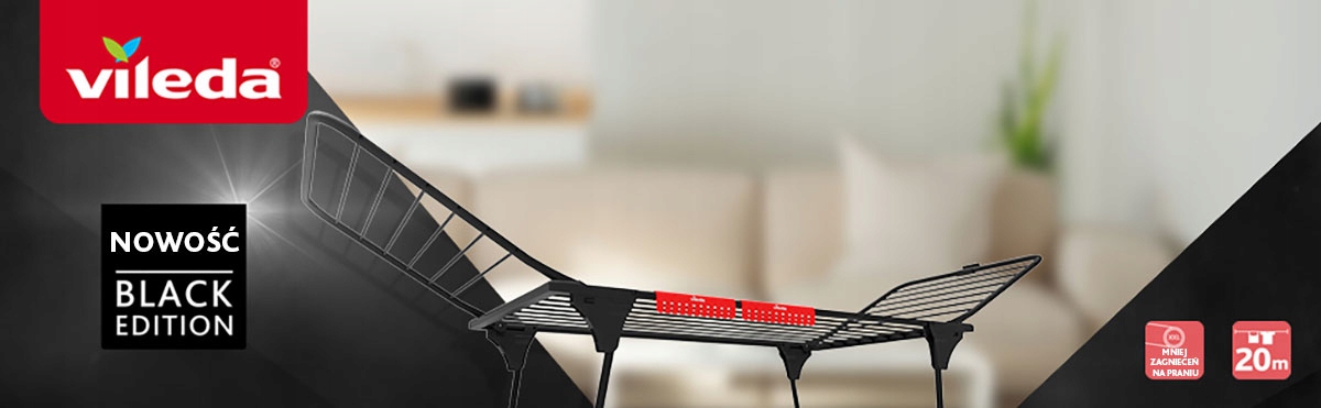 SUSZARKA VILEDA KING ULTIMATE NA UBRANIA NA PRANIE CZARNA MAT GRUBE LINKI Liczba ramion/skrzydeł 2