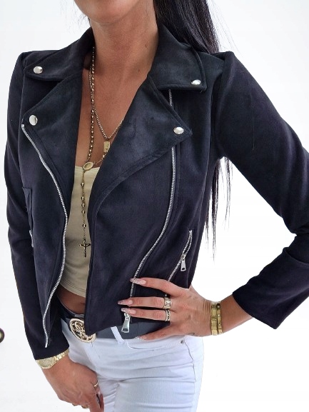 Klasyczna Ramoneska Zamszowa Viola Czarna S