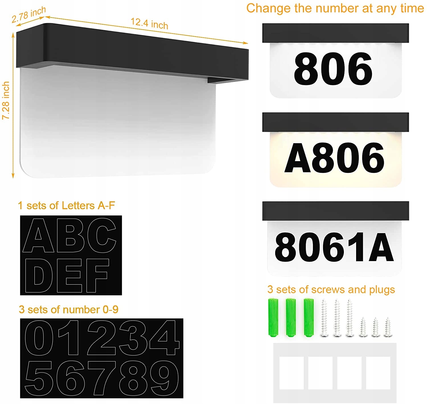 PODŚWIETLANY NUMER DOMU LAMPA SOLARNA LED EAN (GTIN) 6949549624237