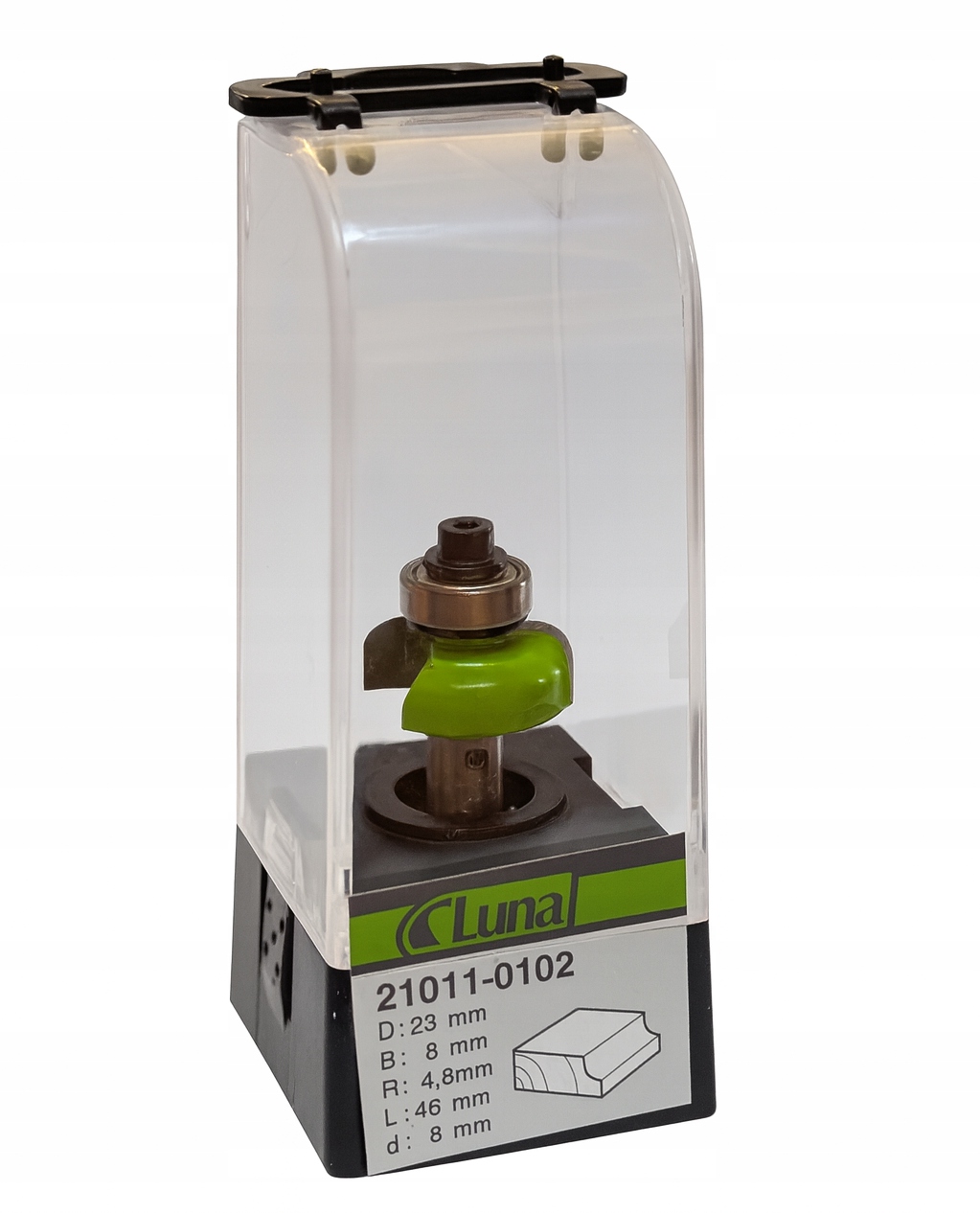 Fréza půlkruhová 23 mm H8 mm R4.8 mm délka 46 mm stopka 8 mm s ložiskem Luna