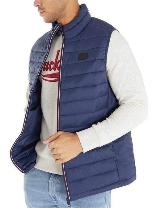Jack & Jones Kamizelka, bezrękawnik męski KJJ2 granatowy pikowany L