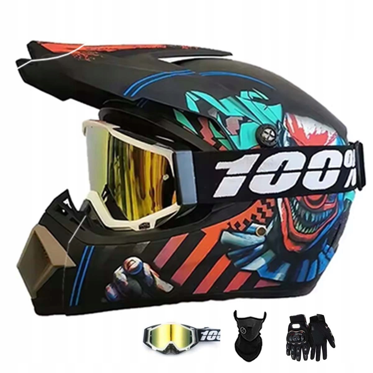 Motocyklová Přilba Lehká Enduro Quada Brýle Rukavice Maska S