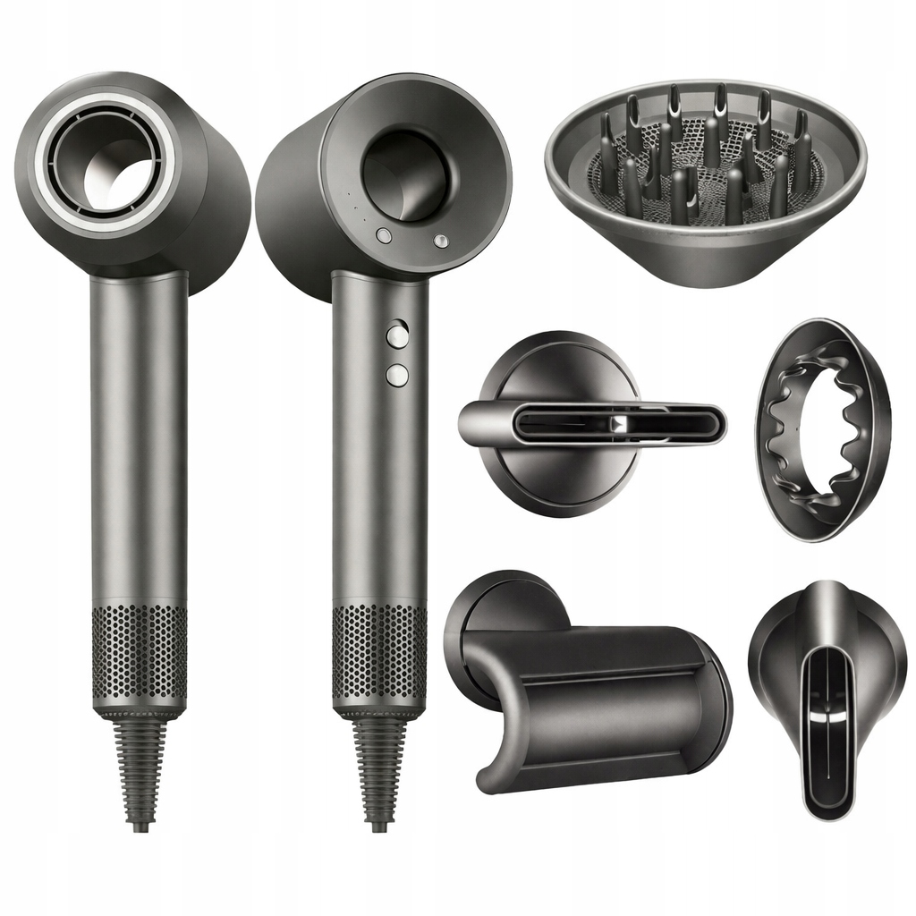 Profesjonalna Suszarka Do Włosów Dryer 1600W Ultra 5w1 Jonizacja Szara