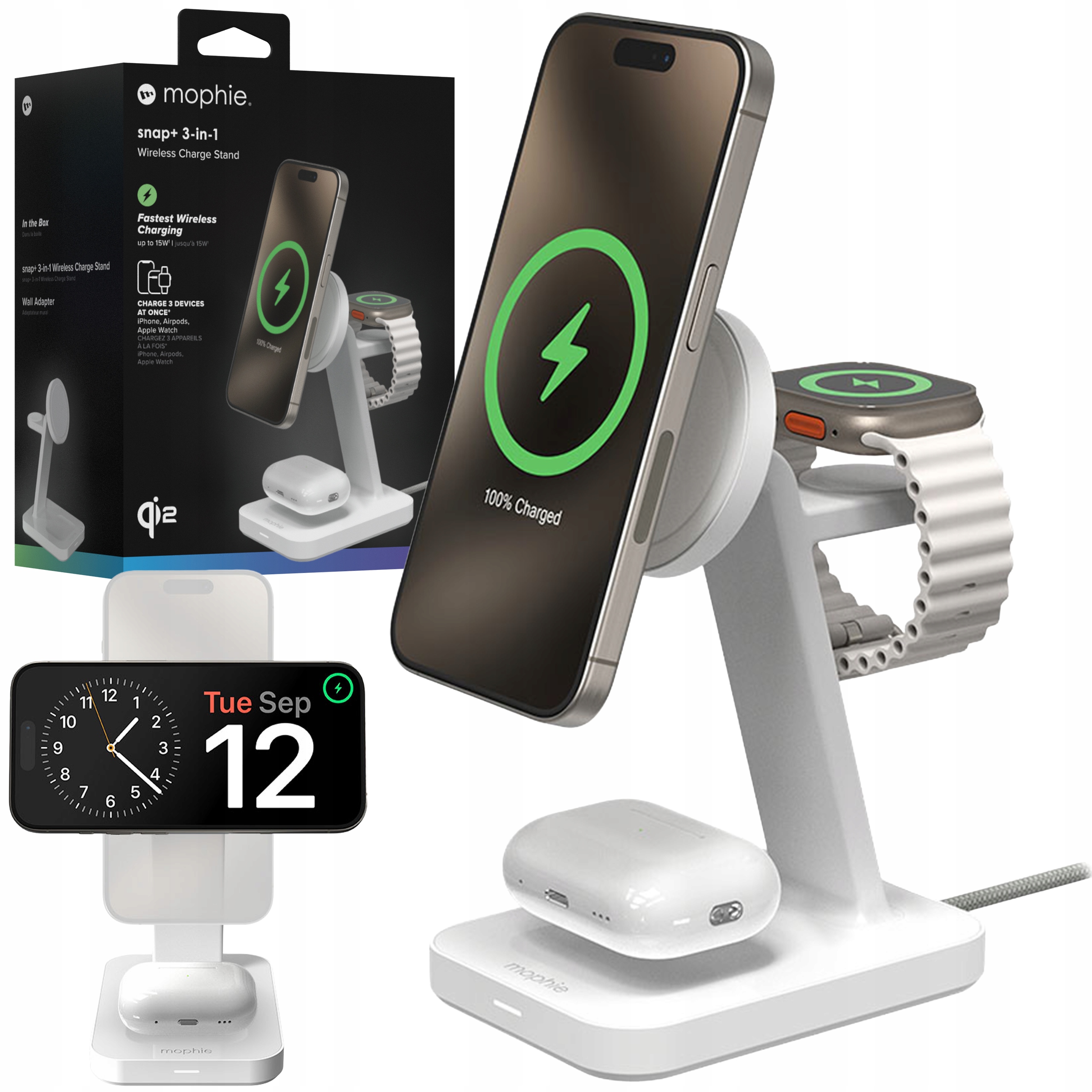 Mophie Snap+ Stand Stojąca Ładowarka Bezprzewodowa Qi2 15W z MagSafe