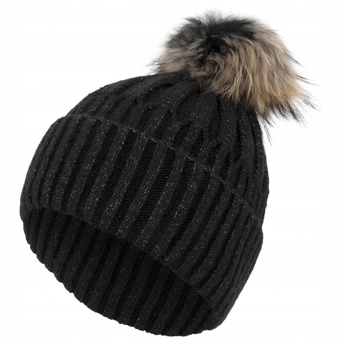 

W403E Damska dzianiowa czapka zimowa z pomponem