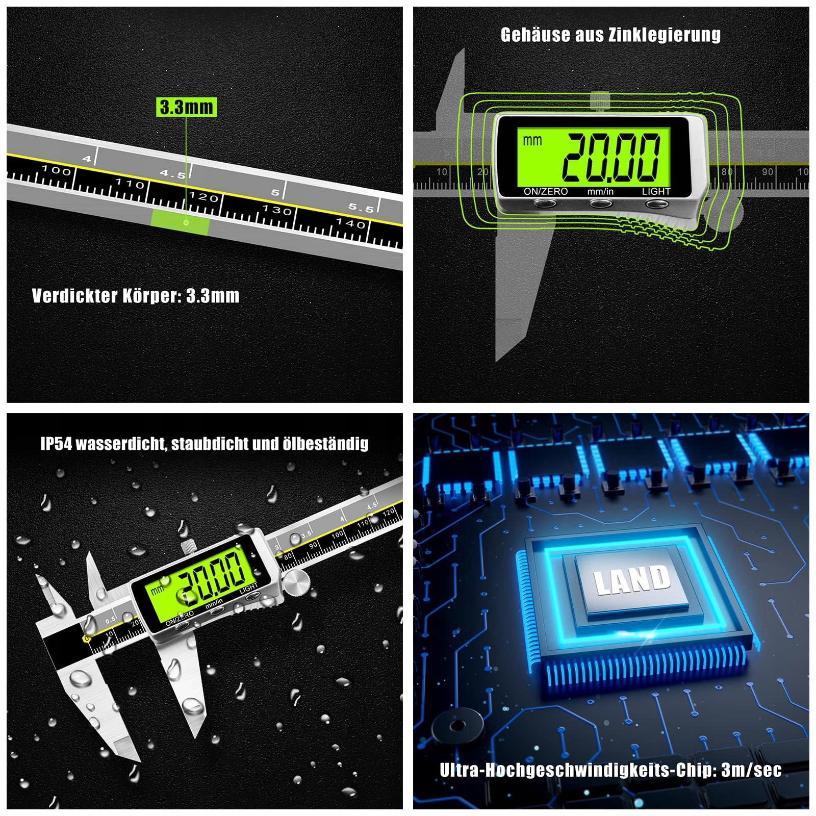 ORTHLAND Cyfrowy Suwmiarka 150mm LCD Wodoodporny Pomiar Głębokości — miniatura 3