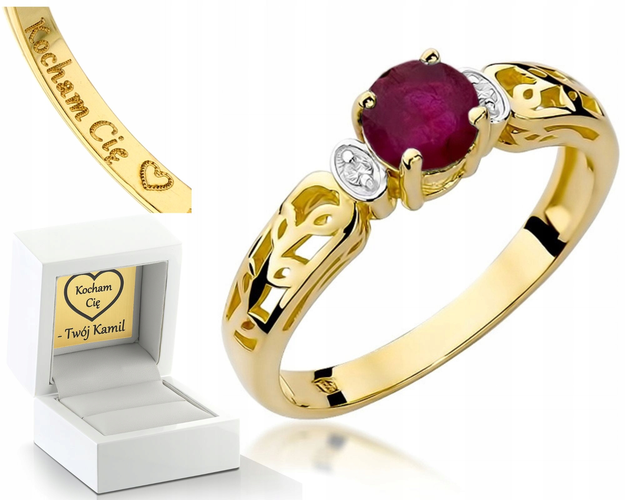 Výjimečný Prstýnek Rubín Briliantový Gravírování Bonus