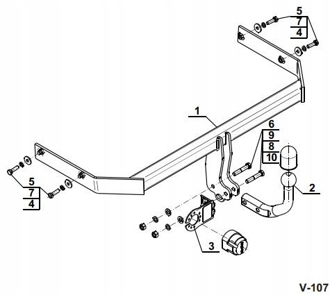 HAK HOLOWNICZY VW POLO 06/2009- Uciąg 1400 kg