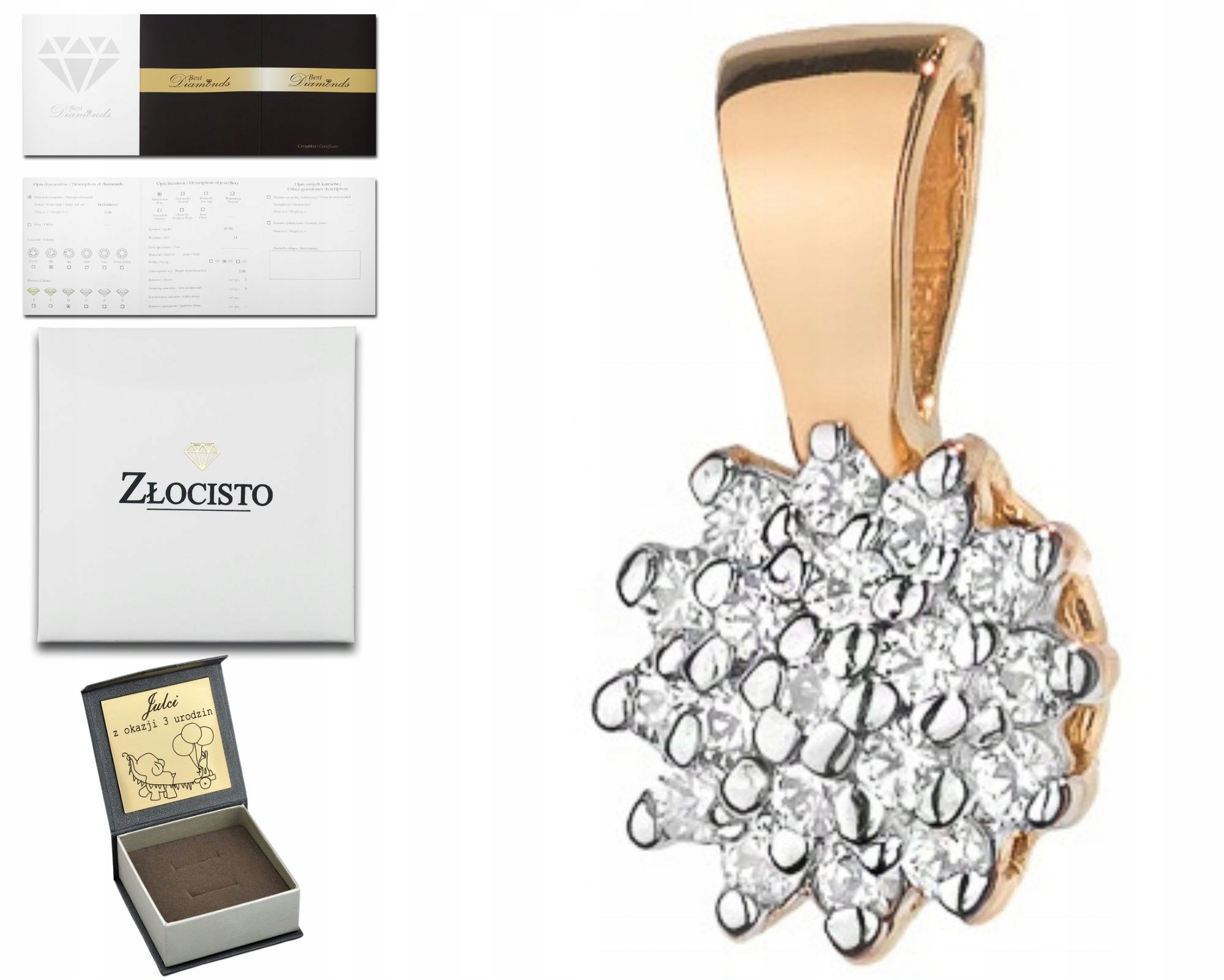 Přívěsek Z Růžového Zlata Přívěsek S Briliantem