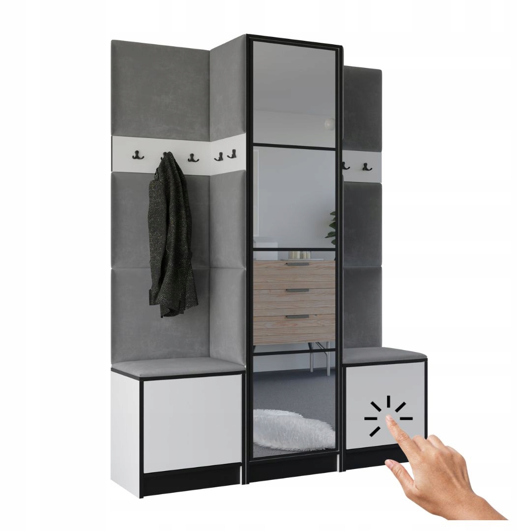 Šatní skříň Costa 16 bílá látka šedá Vzor 1