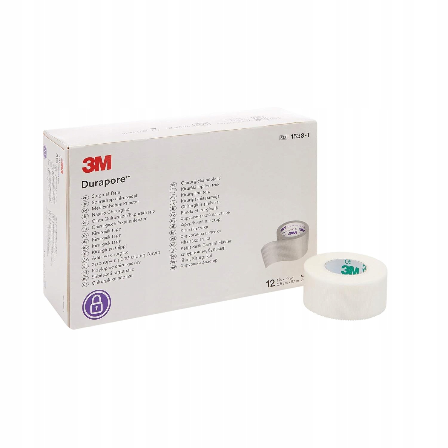 Przylepiec chirurgiczny 3M Durapore 1,25 cm,1 m. AH8162