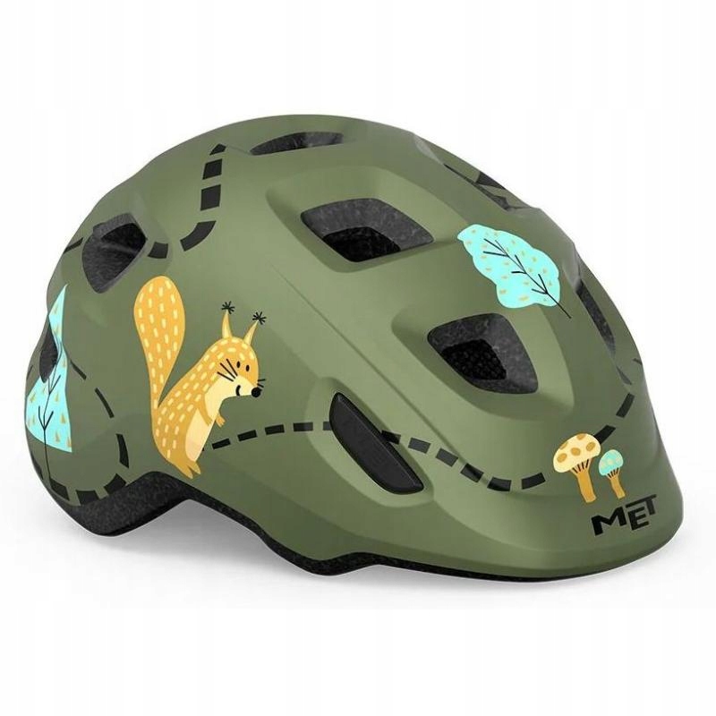 Met Přilba Hooray dětské zelená motiv veverka v lese Xs (46-52 cm)
