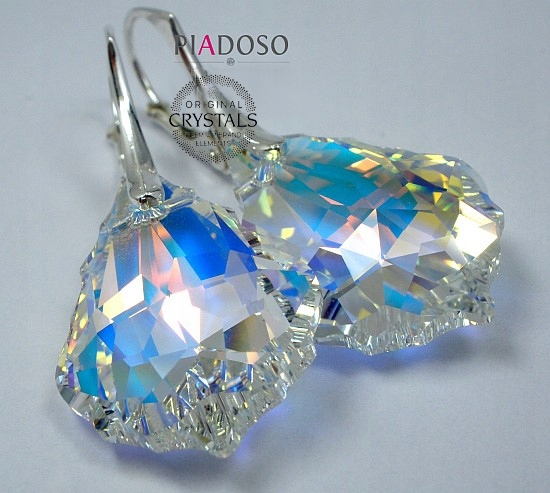 Krásné krystaly Velké Náušnice Stříbro 22 mm Ab