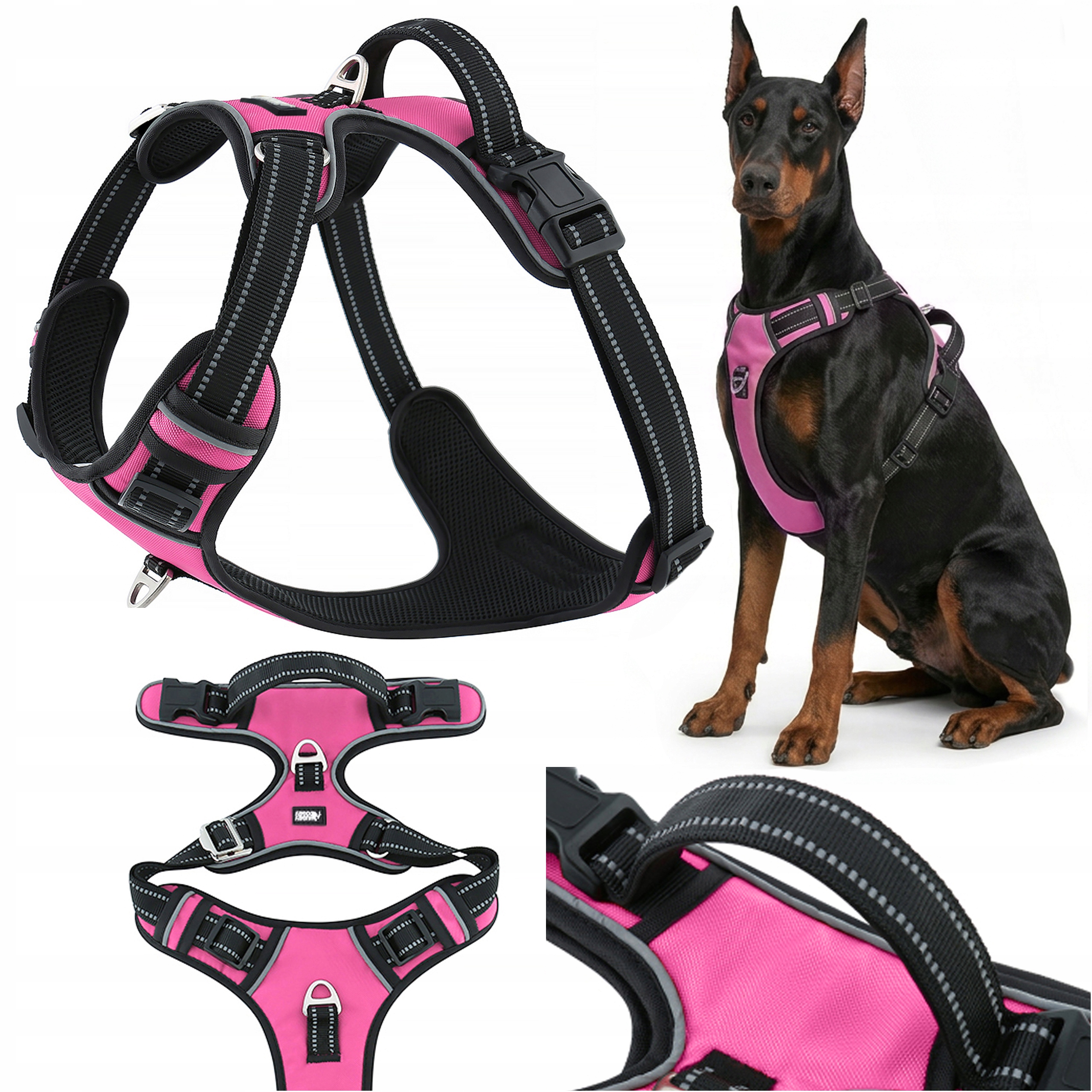 Szelki dla psa różowe guard Huggy Doggy XL mocne owczarek golden doberman