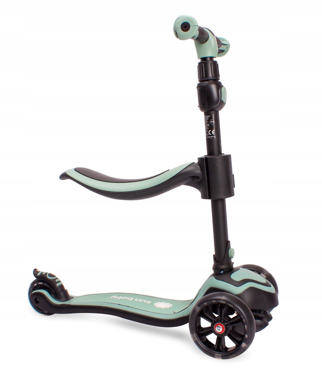 Sunbaby Flash Led rowerek biegowy i hulajnoga z kołami 3w1 zielony