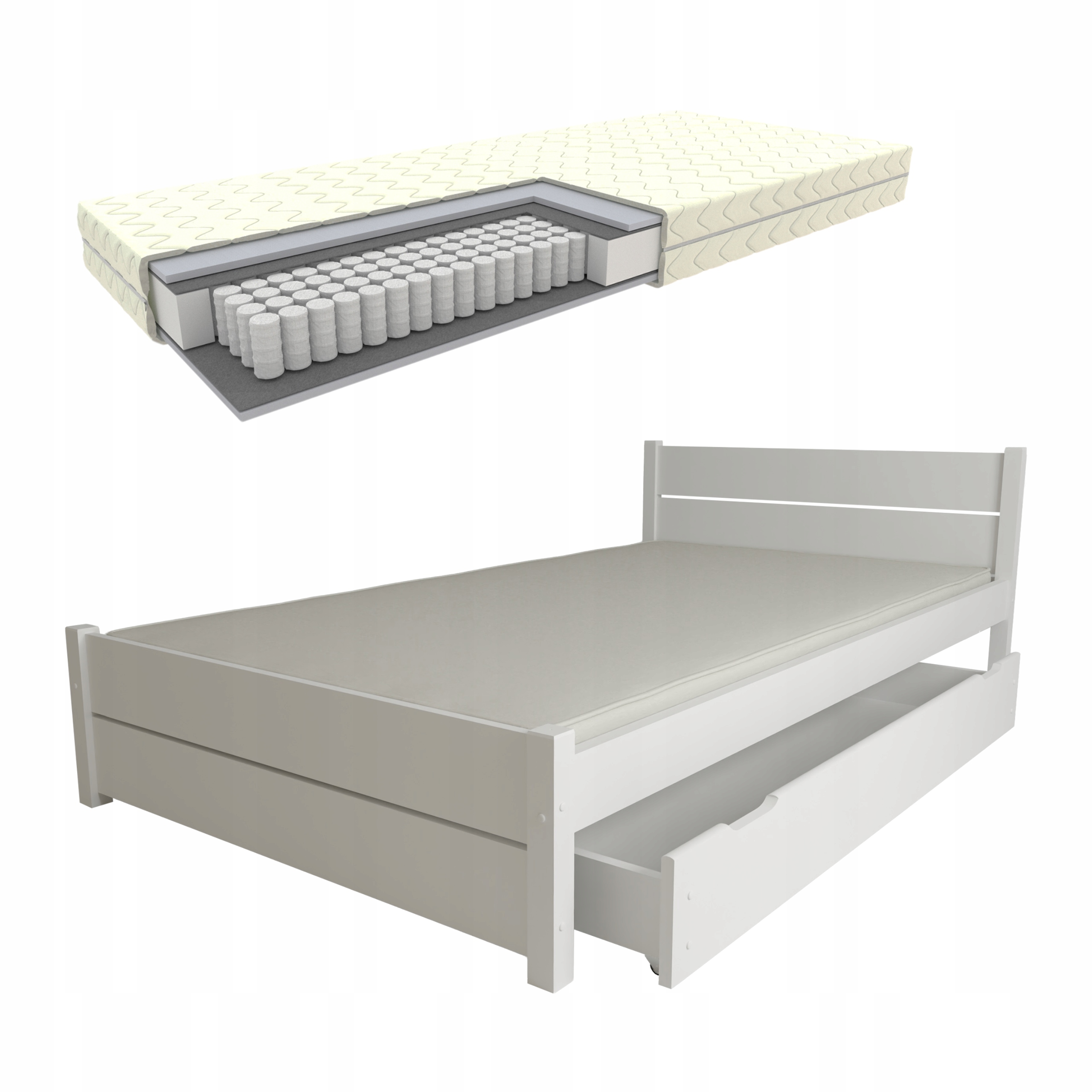 Bílá Postel Laura 90x200 Se Zásuvkou A Taštičkovou Matrací Rošt Bonus