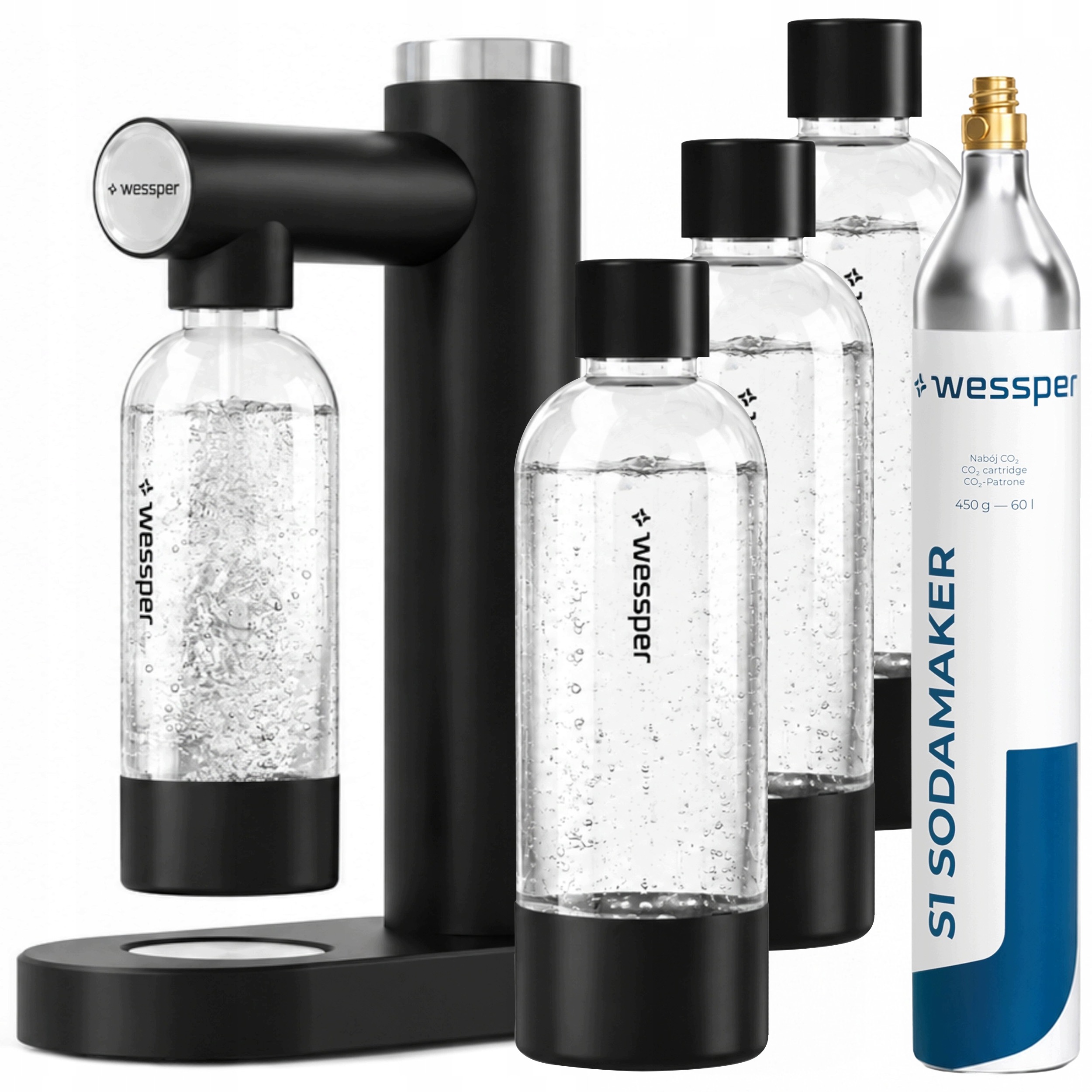 výrobník sody, sifon na perlivou vodu Wessper S1 Sodamaker Gaz CO2 3x Láhev na vodu