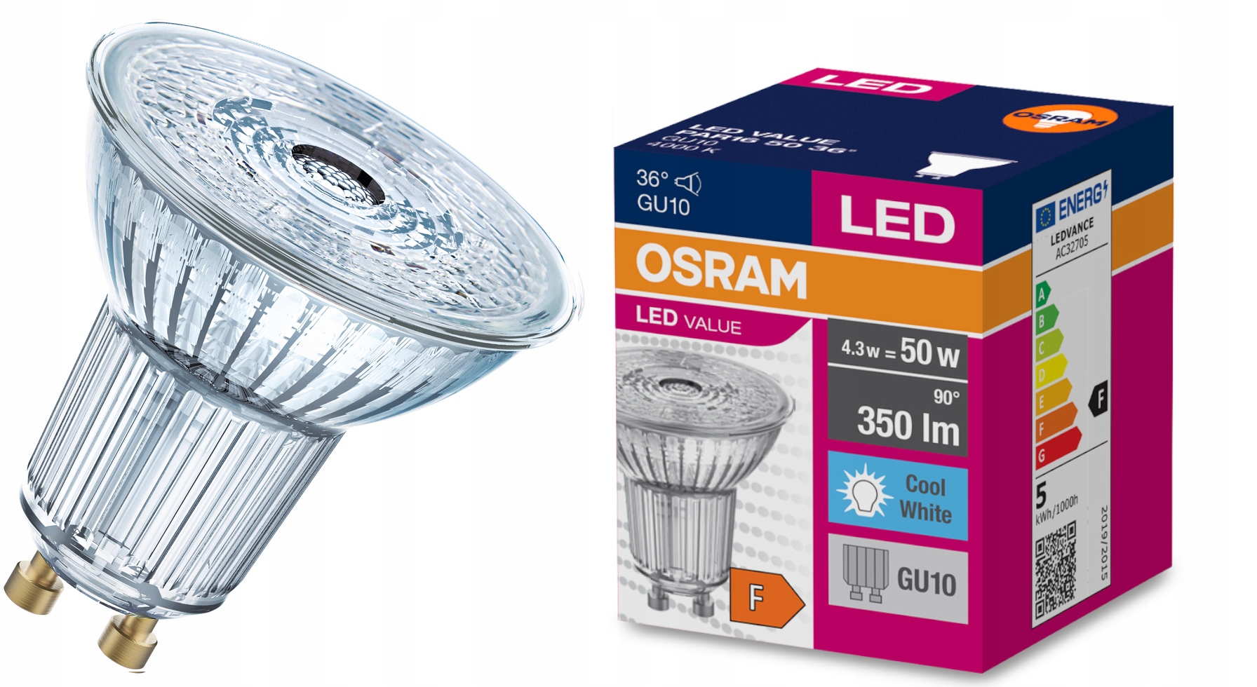 

Żarówka Led GU10 Halogen 4,3W 50W Osram 4000K 36'