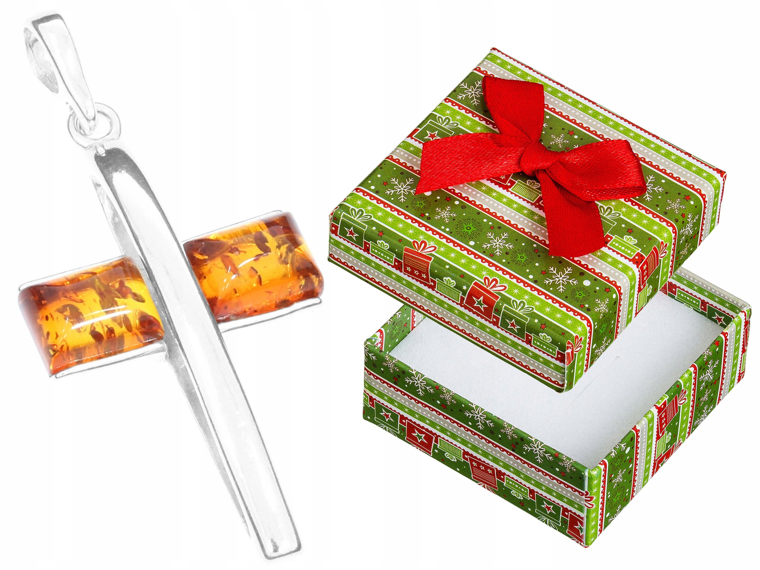 Stříbrný Přívěsek Křížek s jantarem Stříbrný přívěsek Kříž Jantar