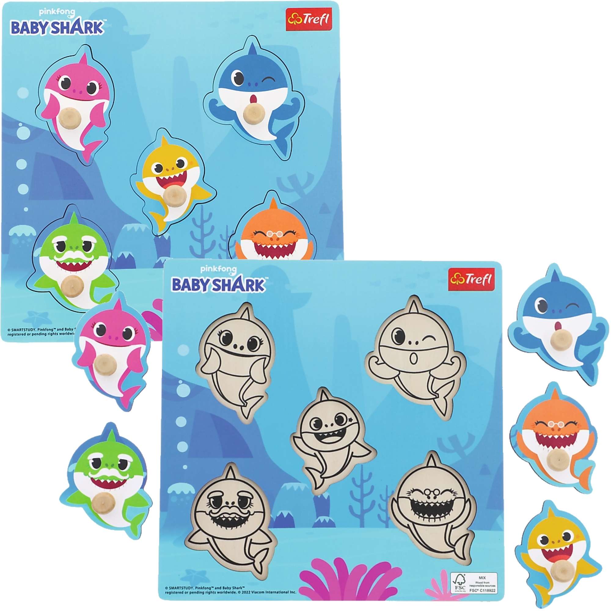 

Drewniania Układanka Baby Shark Puzzle Edukacyjne