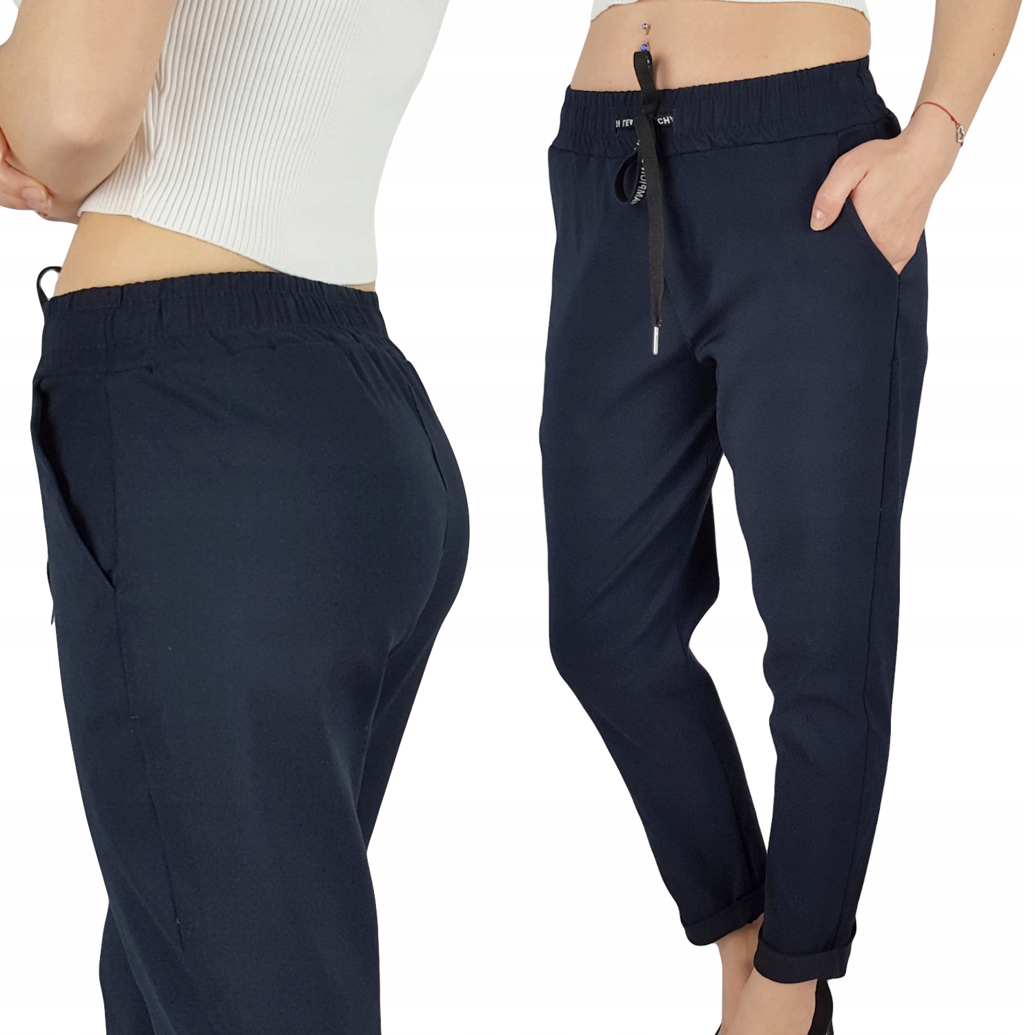 ELASTYCZNE - SPODNIE - DAMSKIE - CYGARETKI -GUMKA